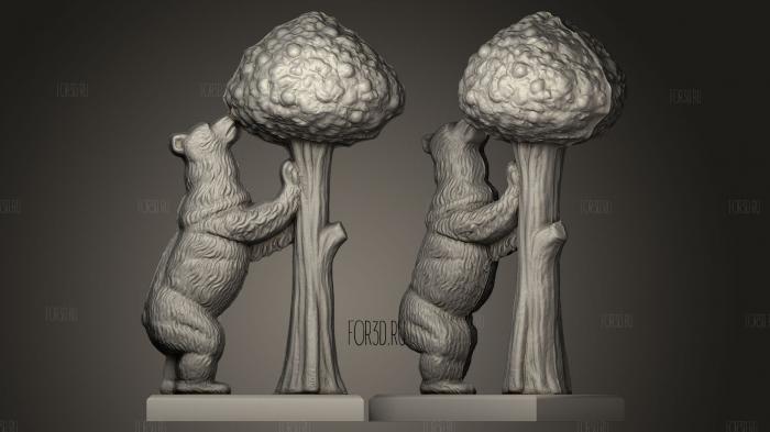 bear with a tree stl model for CNC